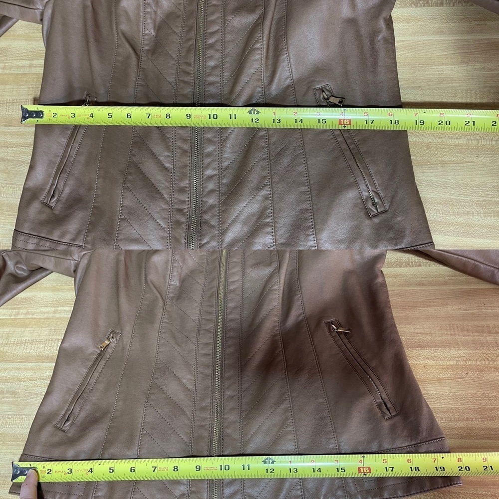 Charter club tan faux leather zipper jacket women’s size M - Picture 15 of 16